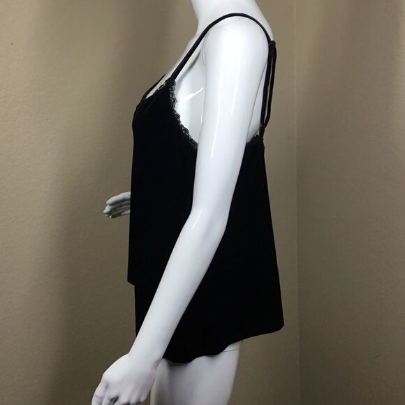 Ultra Flirt Lace Scoop Neck Velour Tank Top (C1) - Picture 4 of 6